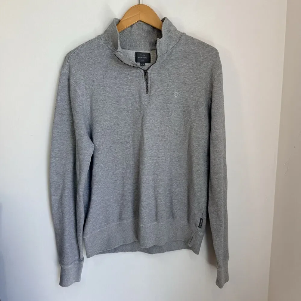 Peter Werth London 1/4 Zip 'Queens' Sweatshirt Gray Casual Jersey 100% Cotton S